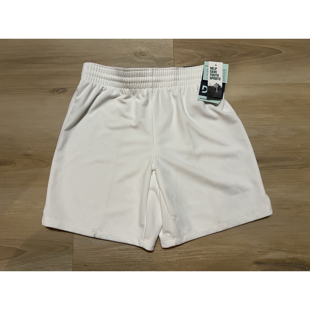 Girls DSG Basketball Shorts White Size Medium Youth Kids Unisex Drawstring Flaws